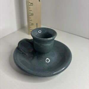 Bybee Pottery Chamber Candlestick Holder  In Teal Green.
